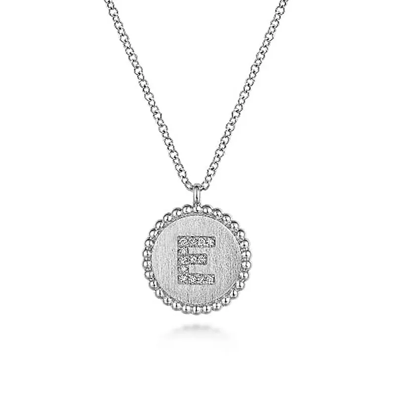 Initial E Medallion Necklace sold by MSBLUE Jewelry