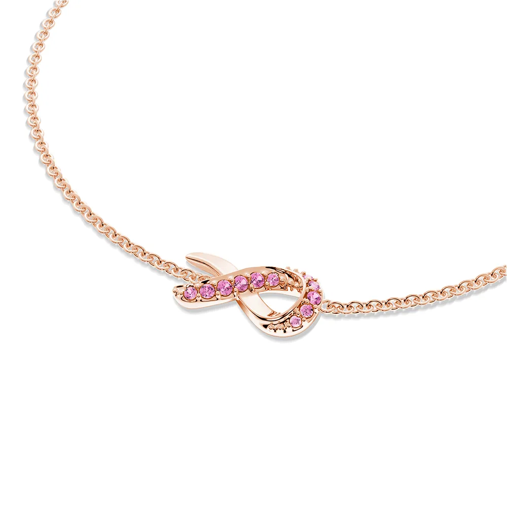 "Faith Over Fear" Ribbon Bracelet In Rose Gold With Pavé Pink Sapphires sold by MSBLUE Jewelry product image thumbnail 3