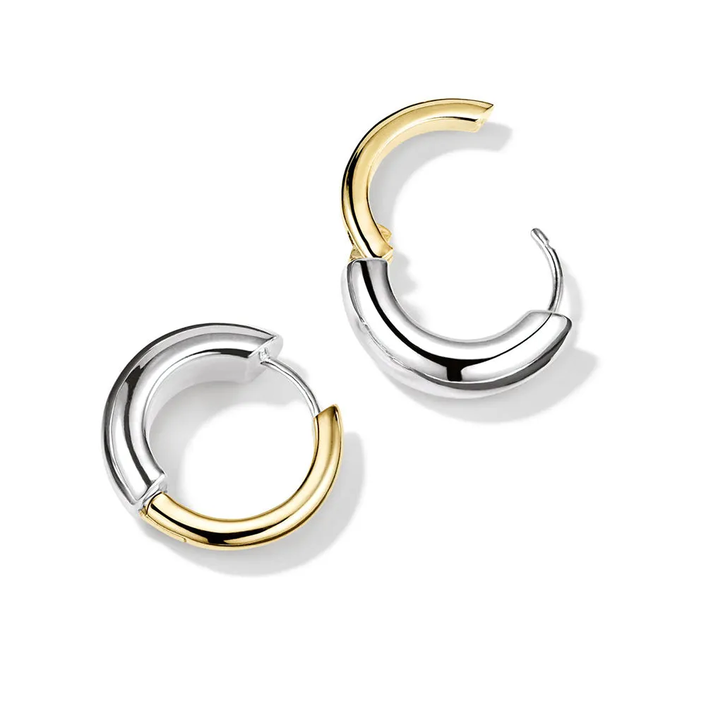 Two-Tone Medium Tube Hoop Earrings sold by MSBLUE Jewelry product image thumbnail 4