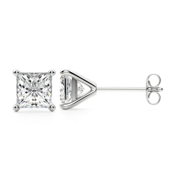In-Stock 1 CT. Classic Princess Shaped Moissanite Stud Earrings sold by MSBLUE Jewelry product image thumbnail 2