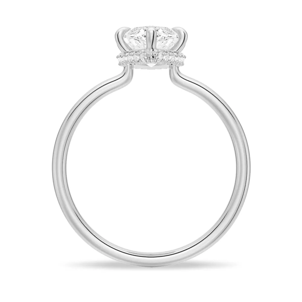 Petite Marquise Solitaire Moissanite Engagement Ring With Hidden Halo sold by MSBLUE Jewelry product image thumbnail 4