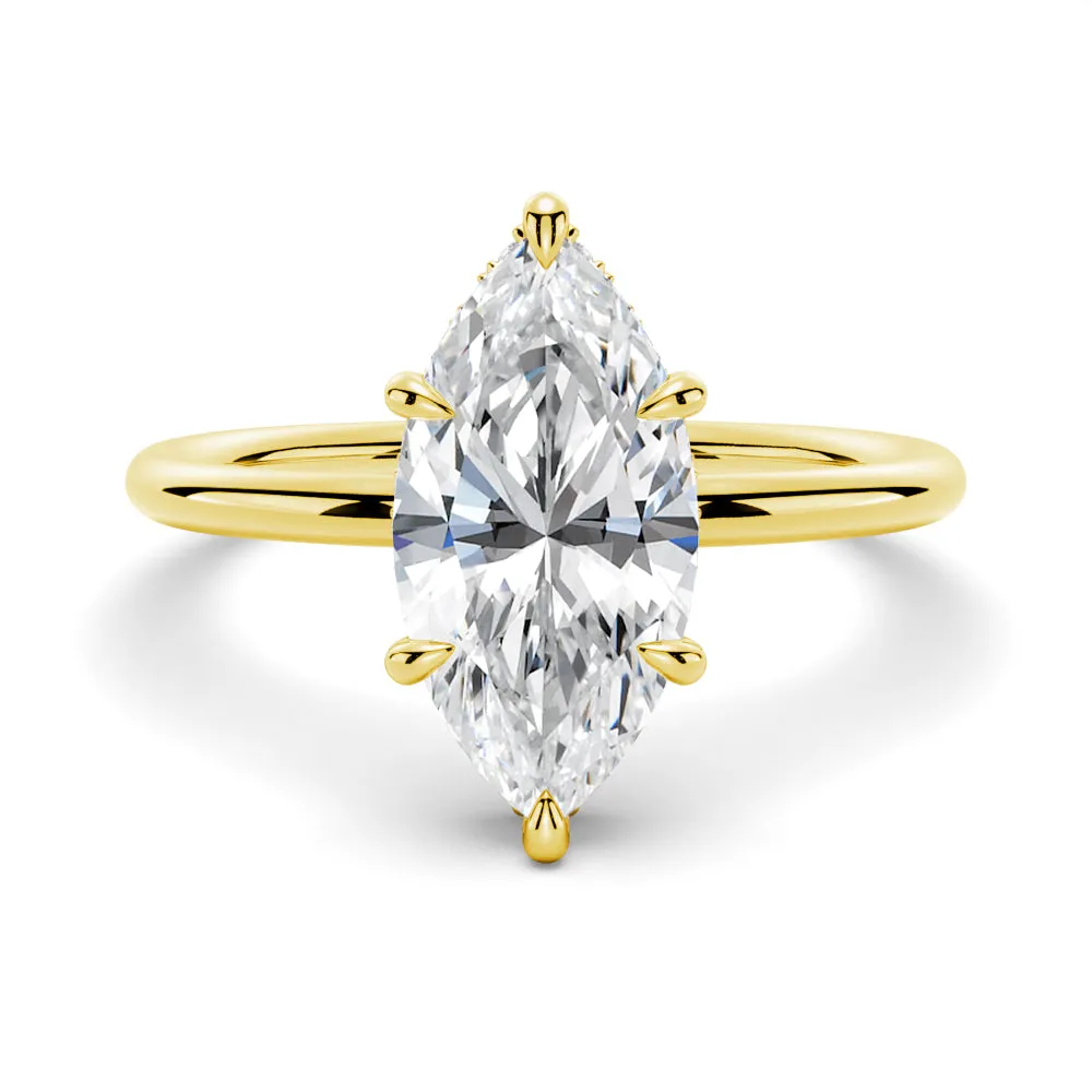 Petite Marquise Solitaire Moissanite Engagement Ring With Hidden Halo sold by MSBLUE Jewelry product image thumbnail 2