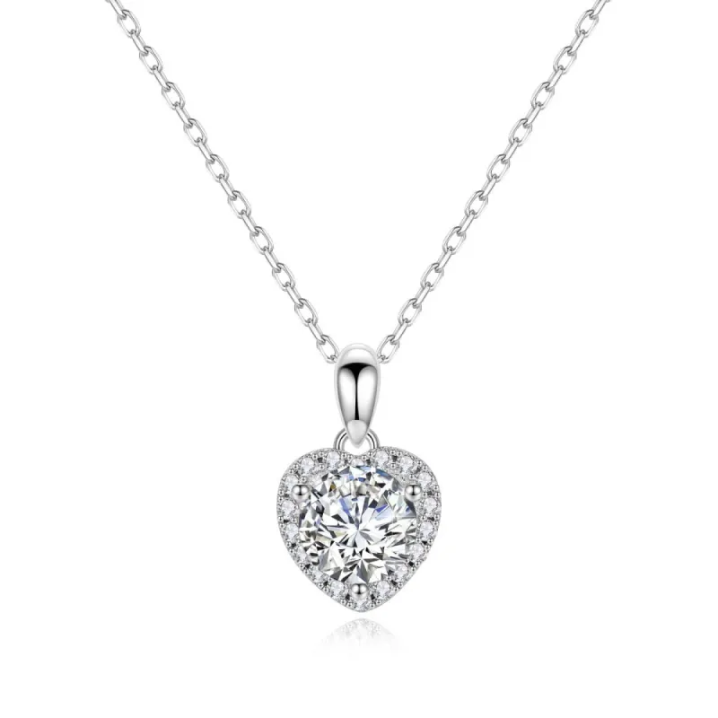 1 CT. Heart Love Halo Moissanite Necklace sold by MSBLUE Jewelry
