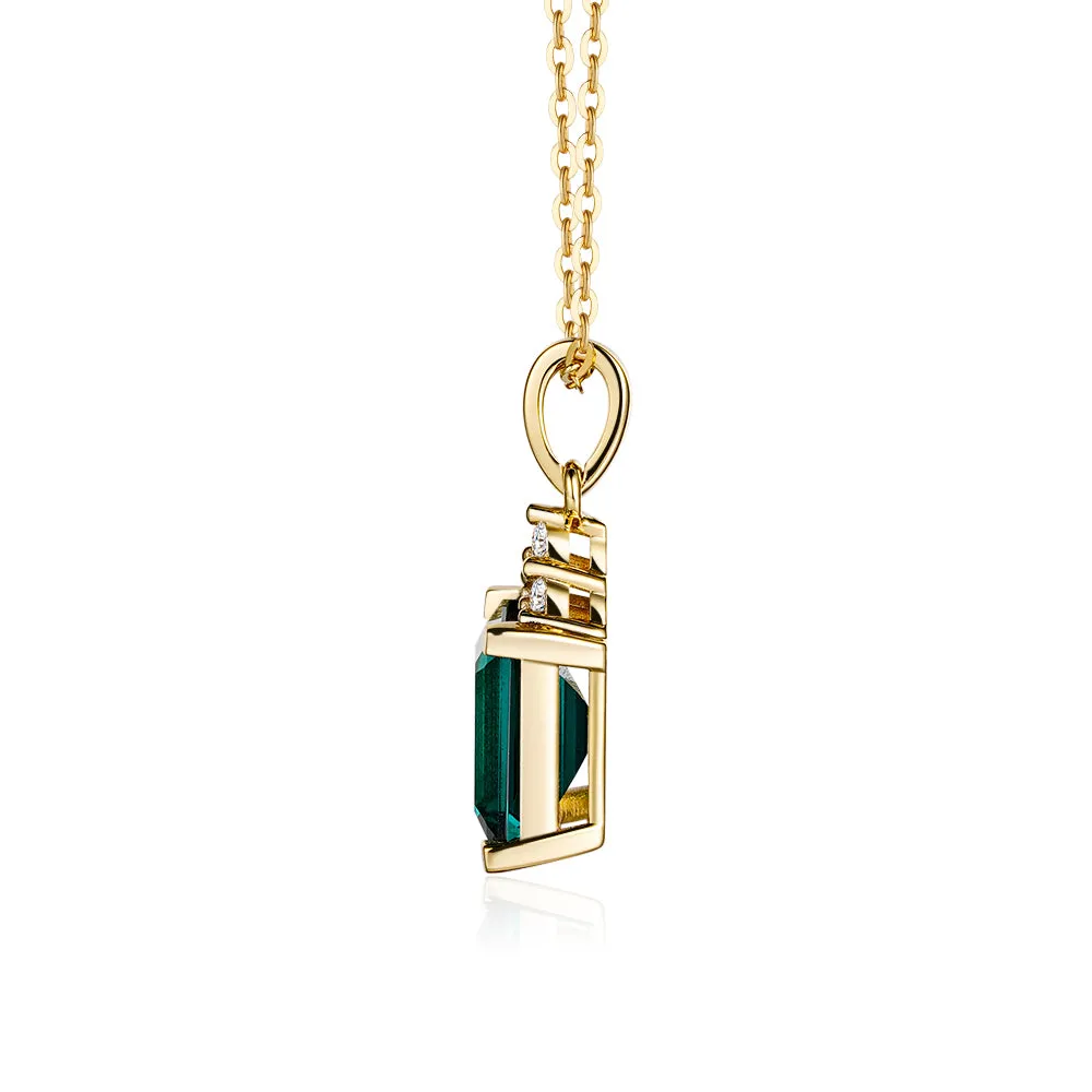 4 CT. Emerald Cut Emerald Pendant With Trio Moissanite Diamonds sold by MSBLUE Jewelry product image thumbnail 2