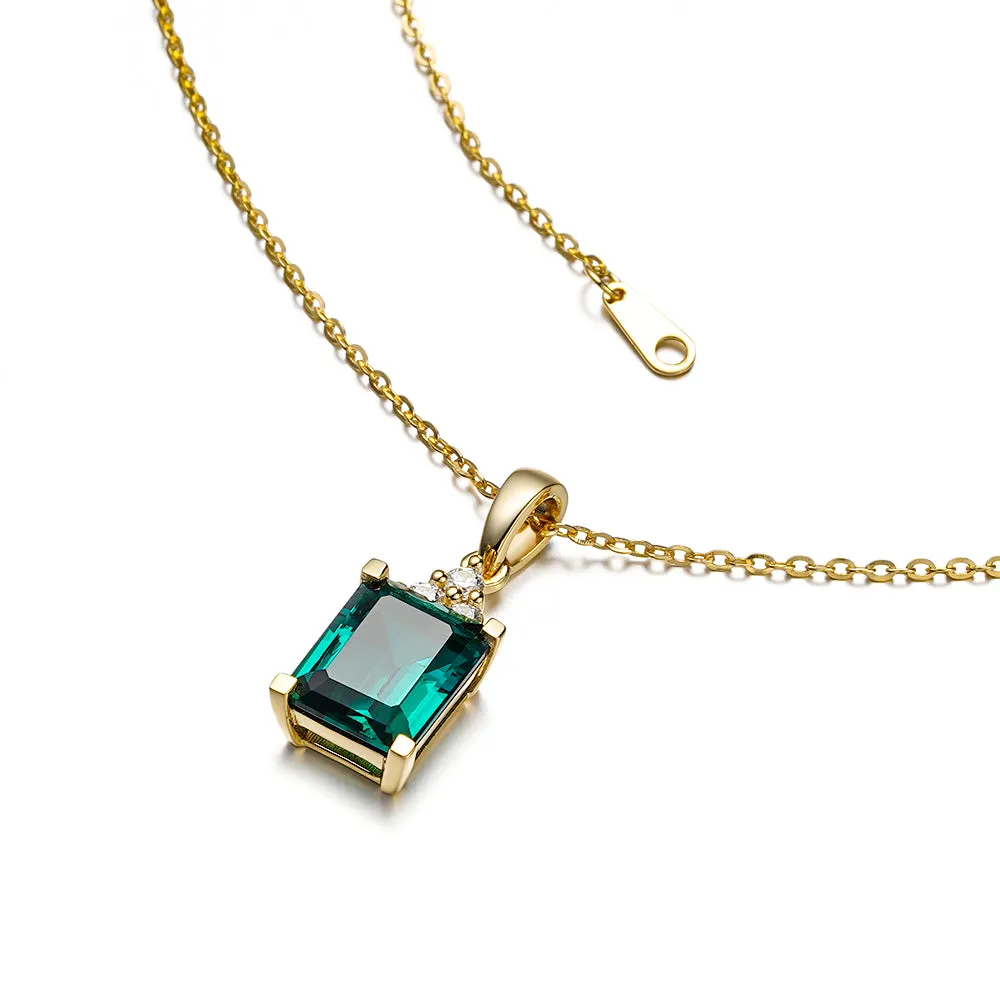 4 CT. Emerald Cut Emerald Pendant With Trio Moissanite Diamonds sold by MSBLUE Jewelry product image thumbnail 3