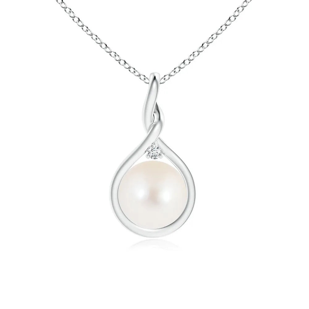 8mm Twist Freshwater Cultured Pearl and Moissanite Pendant sold by MSBLUE Jewelry