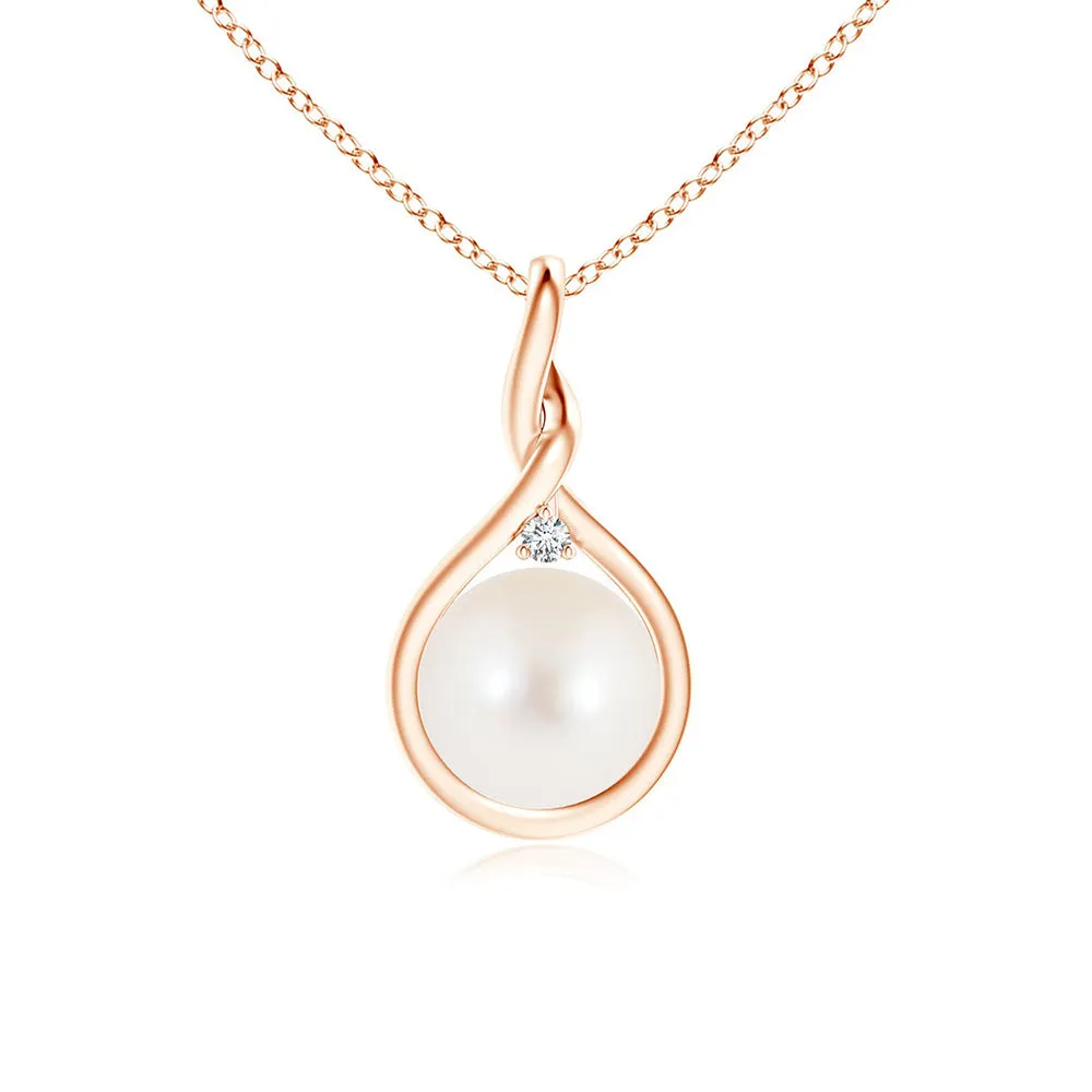 8mm Twist Freshwater Cultured Pearl and Moissanite Pendant sold by MSBLUE Jewelry product image thumbnail 3