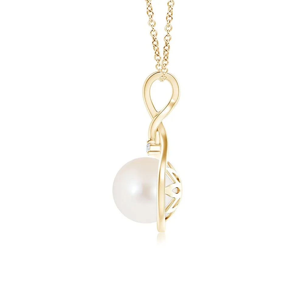 8mm Twist Freshwater Cultured Pearl and Moissanite Pendant sold by MSBLUE Jewelry product image thumbnail 5
