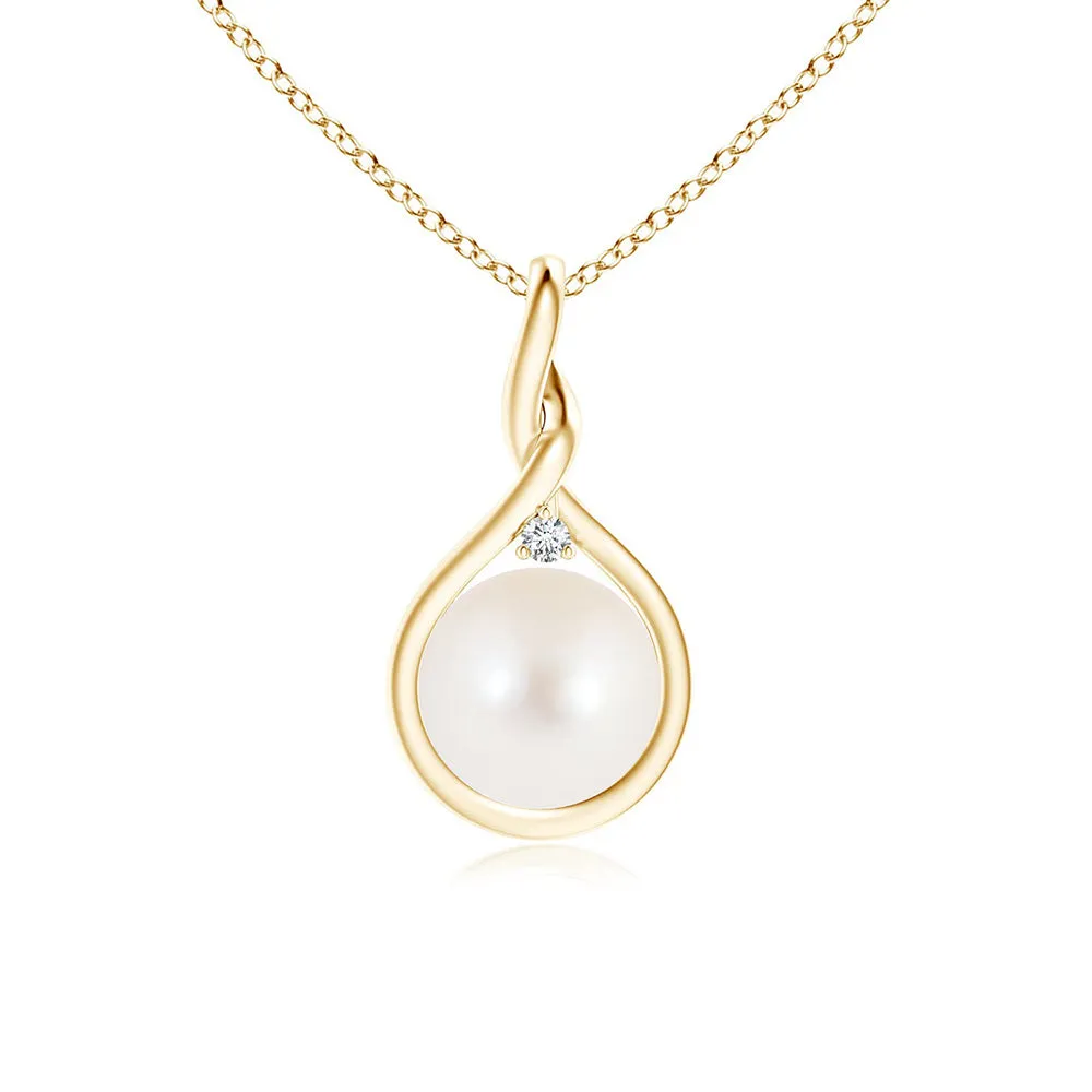 8mm Twist Freshwater Cultured Pearl and Moissanite Pendant sold by MSBLUE Jewelry product image thumbnail 2