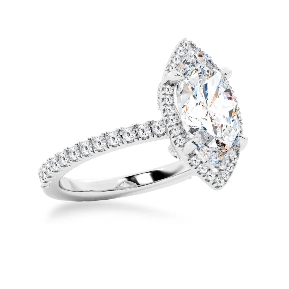 Half Eternity Marquise Cut Moissanite Halo Engagement Ring sold by MSBLUE Jewelry product image thumbnail 4