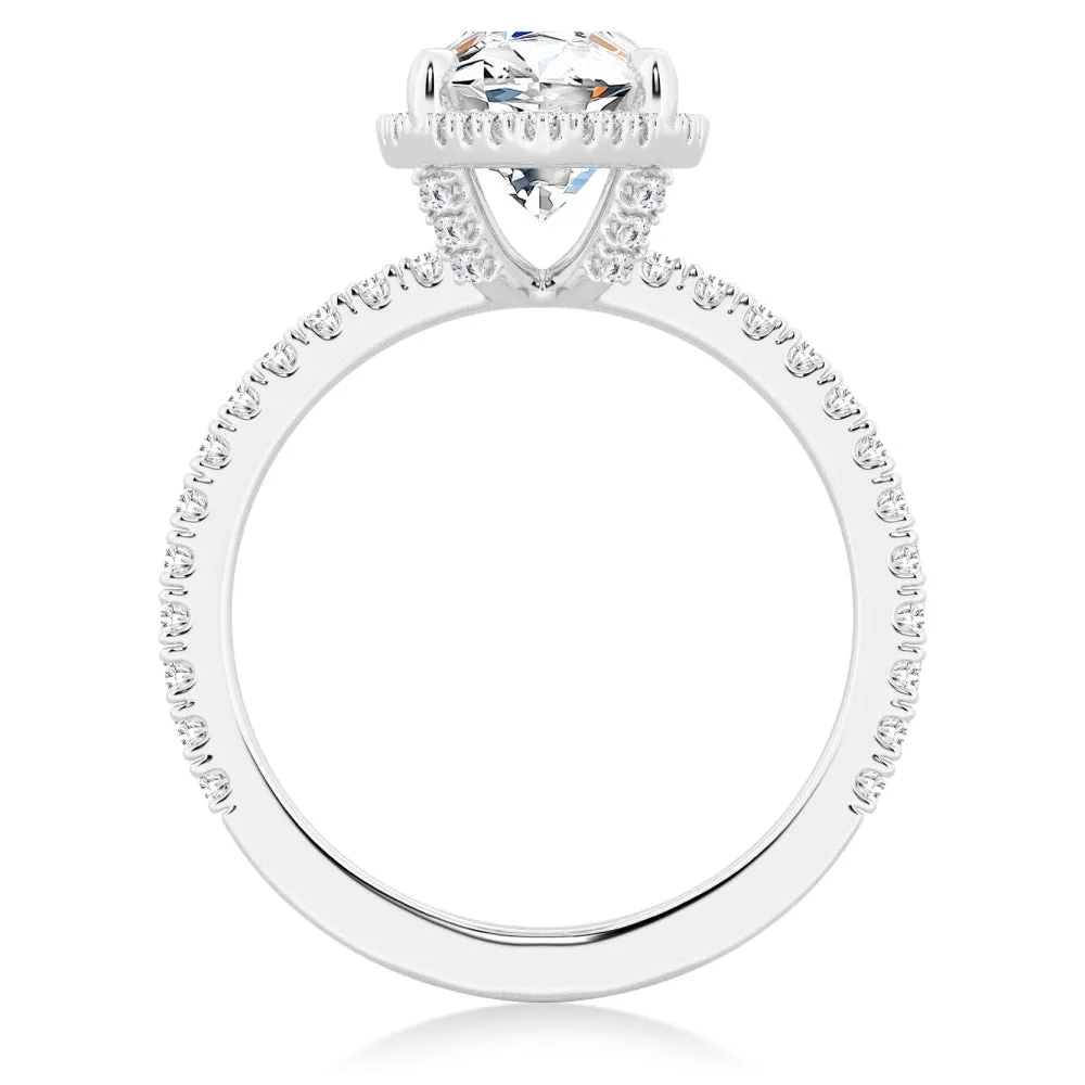 Half Eternity Marquise Cut Moissanite Halo Engagement Ring sold by MSBLUE Jewelry product image thumbnail 5