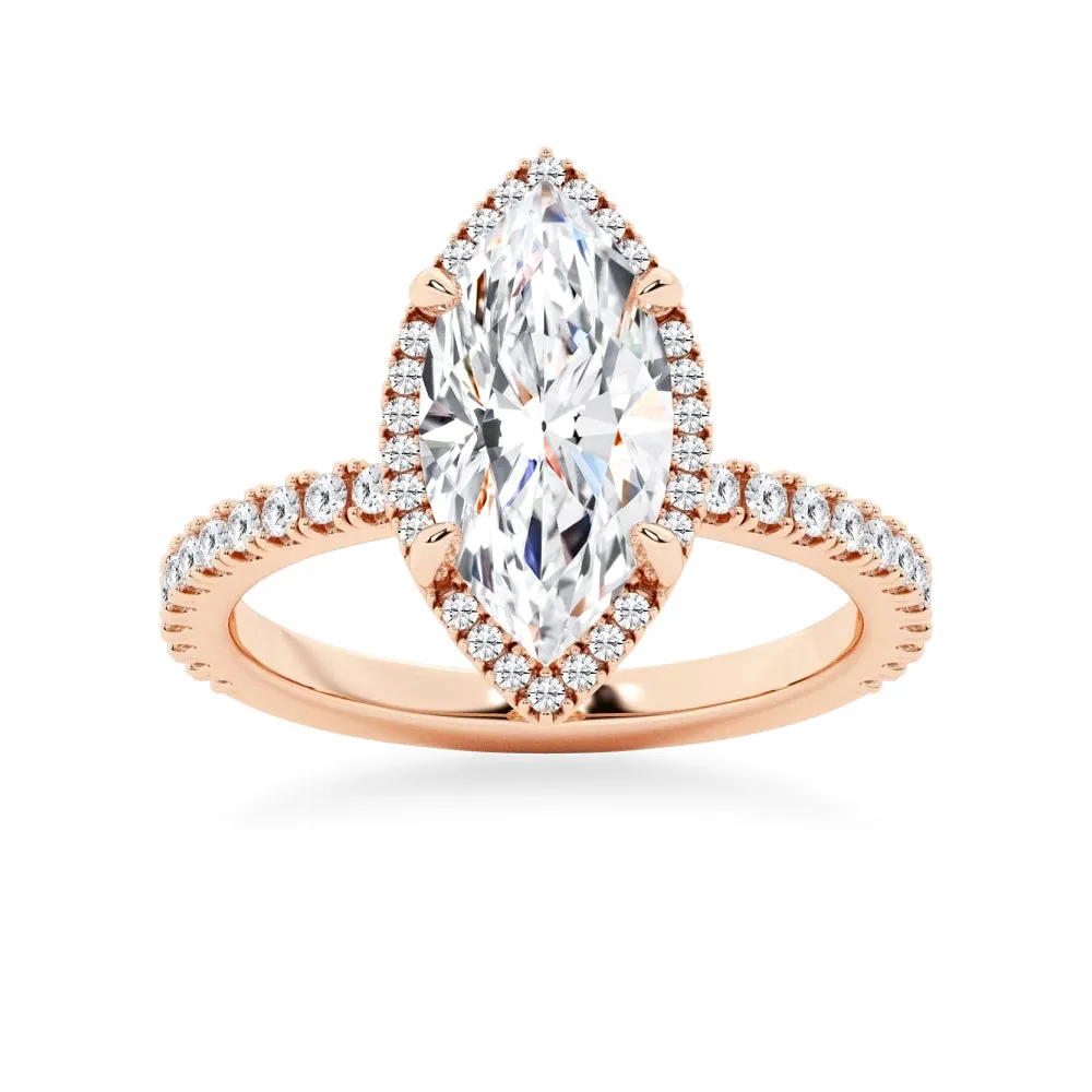 Half Eternity Marquise Cut Moissanite Halo Engagement Ring sold by MSBLUE Jewelry product image thumbnail 3