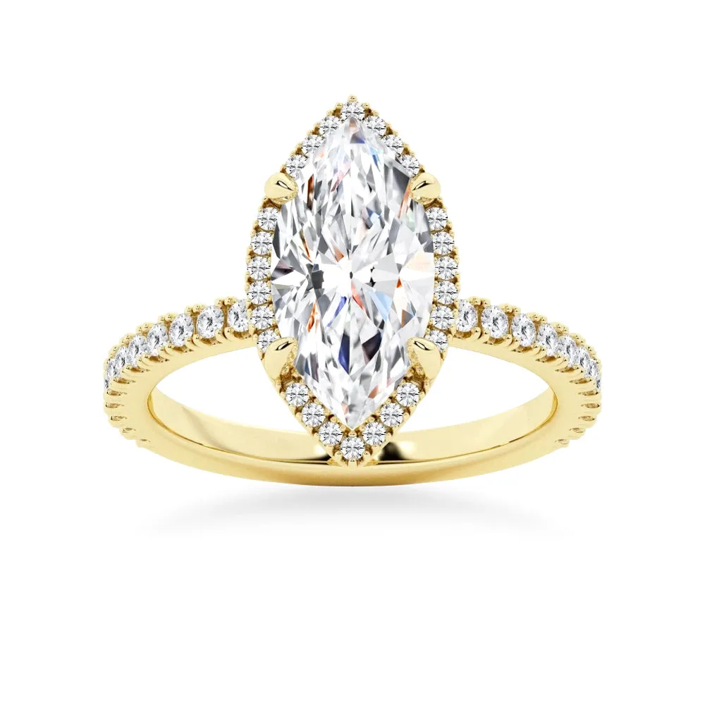 Half Eternity Marquise Cut Moissanite Halo Engagement Ring sold by MSBLUE Jewelry product image thumbnail 2