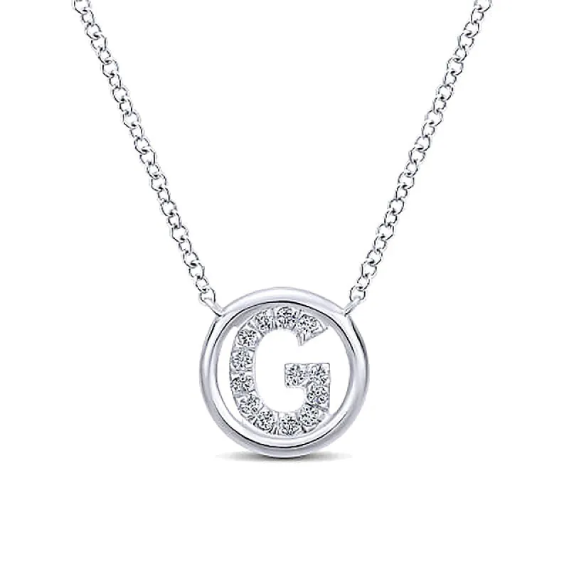 Round Pavé Initial G Pendant Necklace sold by MSBLUE Jewelry