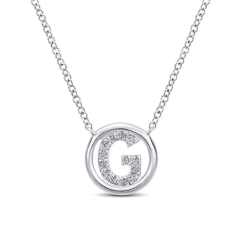 Round Pavé Initial G Pendant Necklace sold by MSBLUE Jewelry