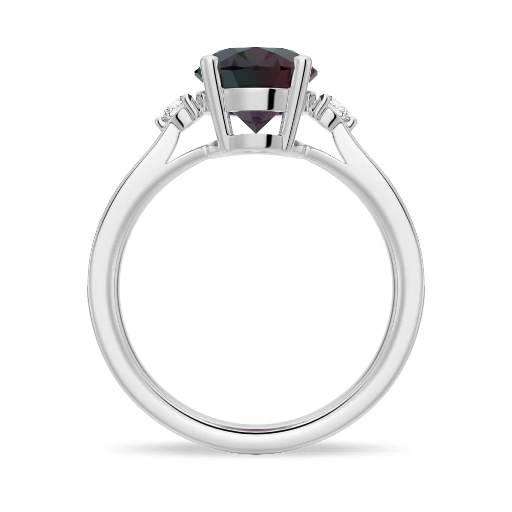 3 CT. Oval Cut Alexandrite Engagement Ring With Moissanite Accents sold by MSBLUE Jewelry product image thumbnail 4