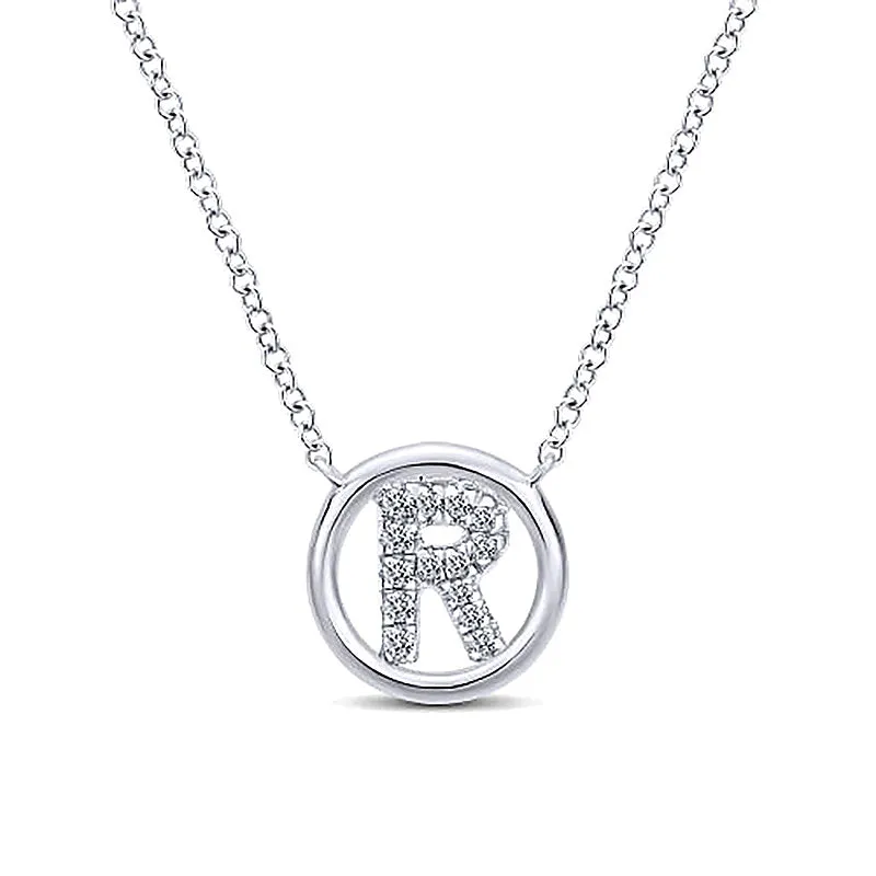 Round Pavé Initial R Pendant Necklace sold by MSBLUE Jewelry