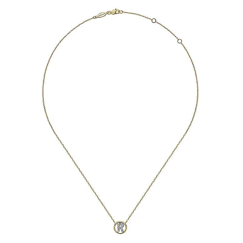 Round Pavé Initial R Pendant Necklace sold by MSBLUE Jewelry product image thumbnail 4