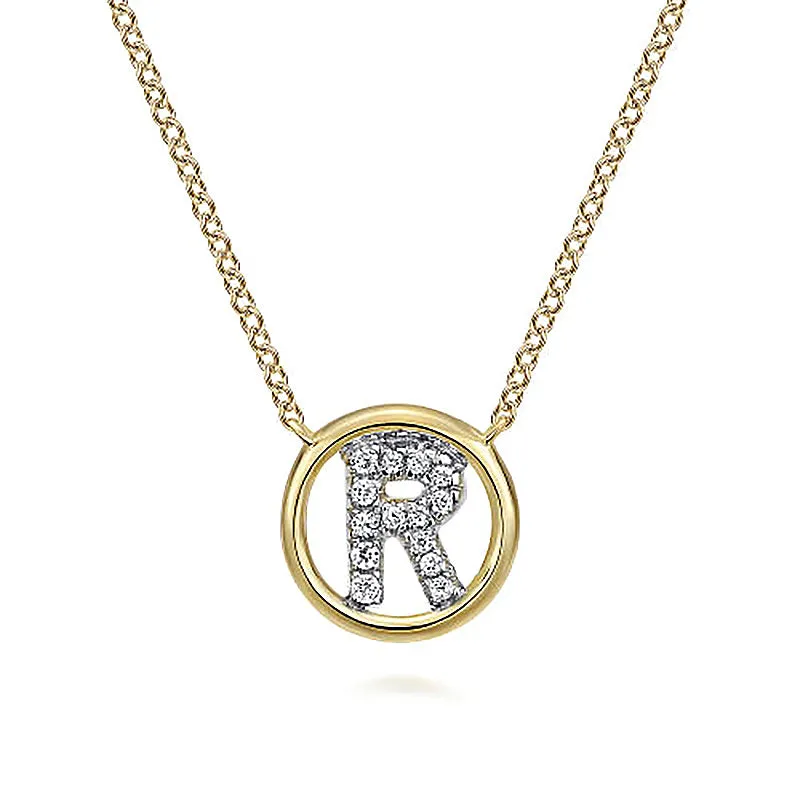 Round Pavé Initial R Pendant Necklace sold by MSBLUE Jewelry product image thumbnail 2