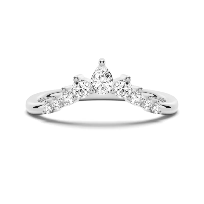 Curved Pear Shaped And Round Moissnite Anniversary Wedding Band sold by MSBLUE Jewelry