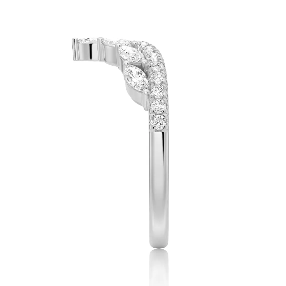 Curved Crown Marquise And Round Moissanite Wedding Band sold by MSBLUE Jewelry product image thumbnail 5