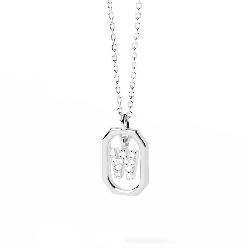 Moissanite Initial W Dangle Pendant Necklace sold by MSBLUE Jewelry