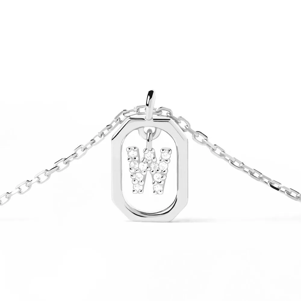 Moissanite Initial W Dangle Pendant Necklace sold by MSBLUE Jewelry product image thumbnail 3