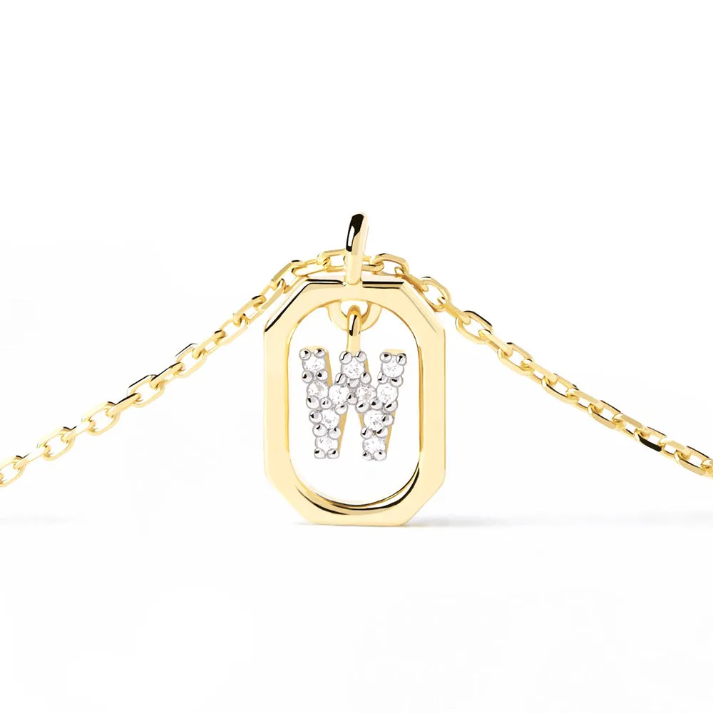 Moissanite Initial W Dangle Pendant Necklace sold by MSBLUE Jewelry product image thumbnail 4