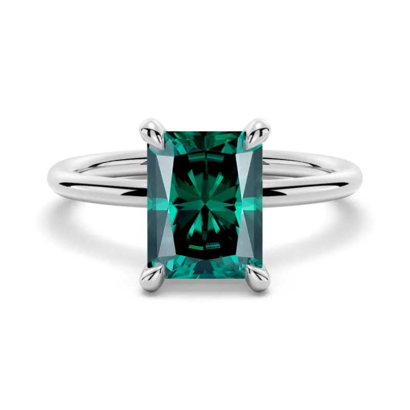 2 CT. Four-Prong Radiant Cut Green Moissanite Engagement Ring With Hidden Halo sold by MSBLUE Jewelry