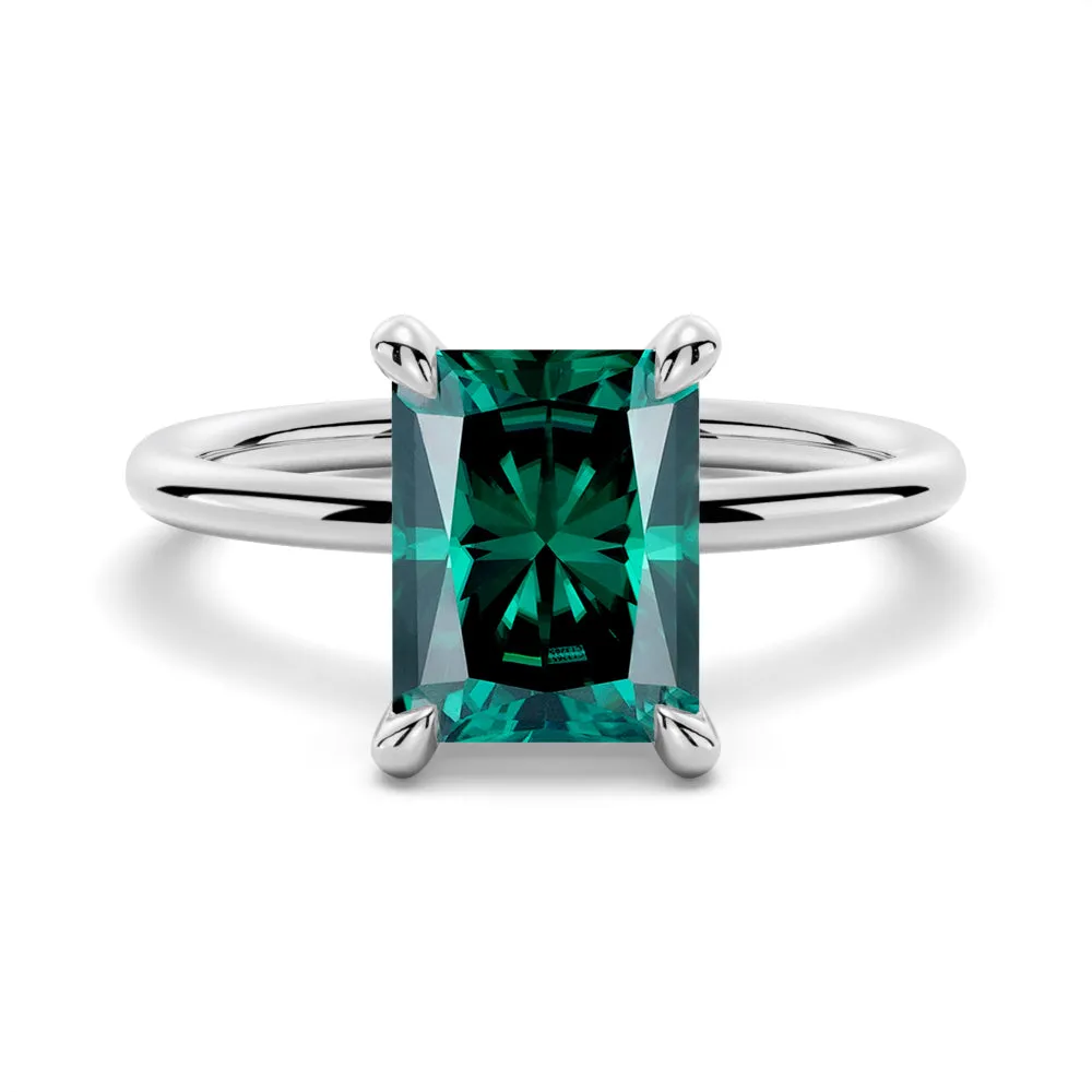 2 CT. Four-Prong Radiant Cut Green Moissanite Engagement Ring With Hidden Halo sold by MSBLUE Jewelry