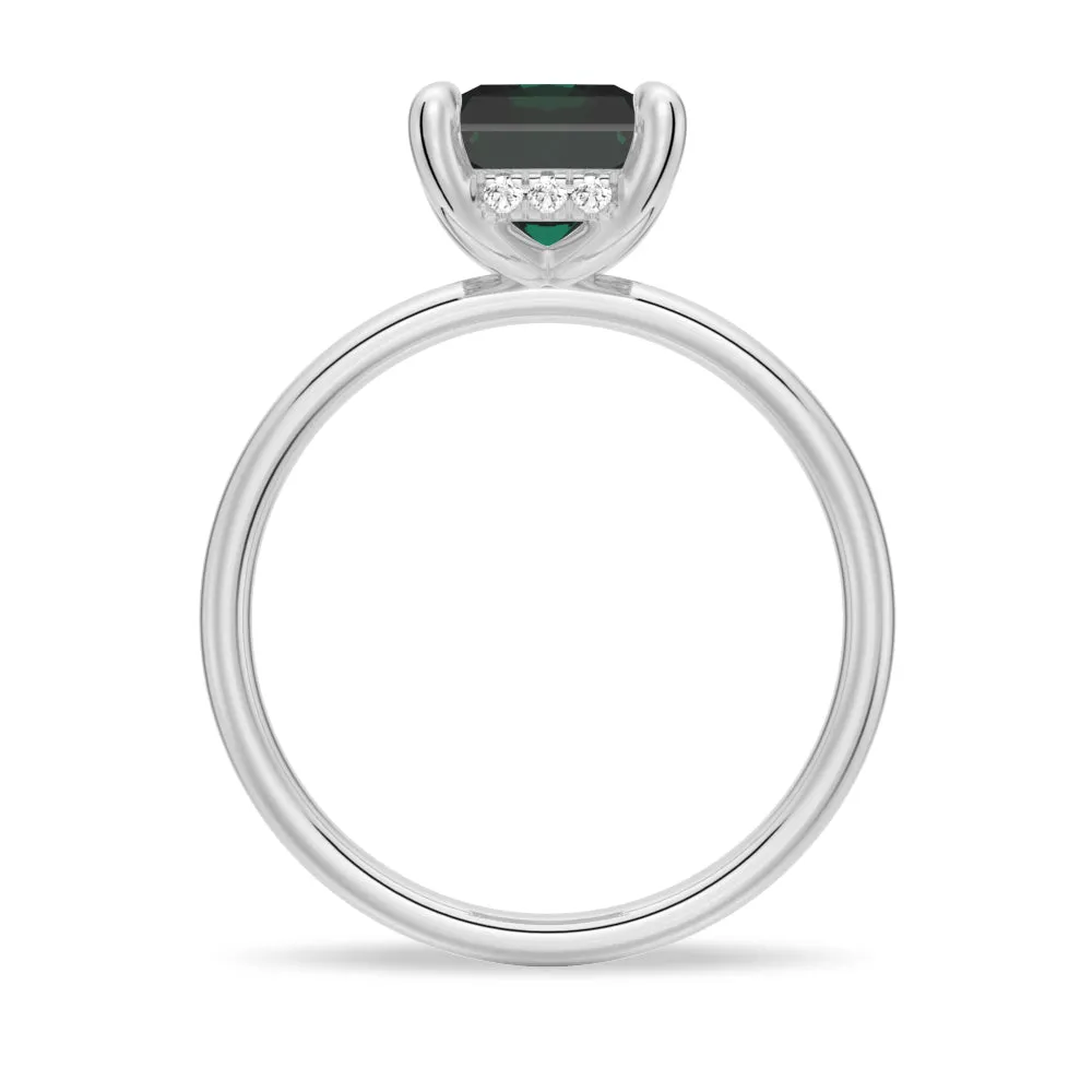 2 CT. Four-Prong Radiant Cut Green Moissanite Engagement Ring With Hidden Halo sold by MSBLUE Jewelry product image thumbnail 3