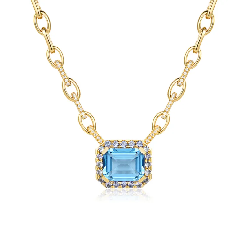 "Aqua Earth Conservation Champion" Aquamarine and Sapphire Necklace sold by MSBLUE Jewelry