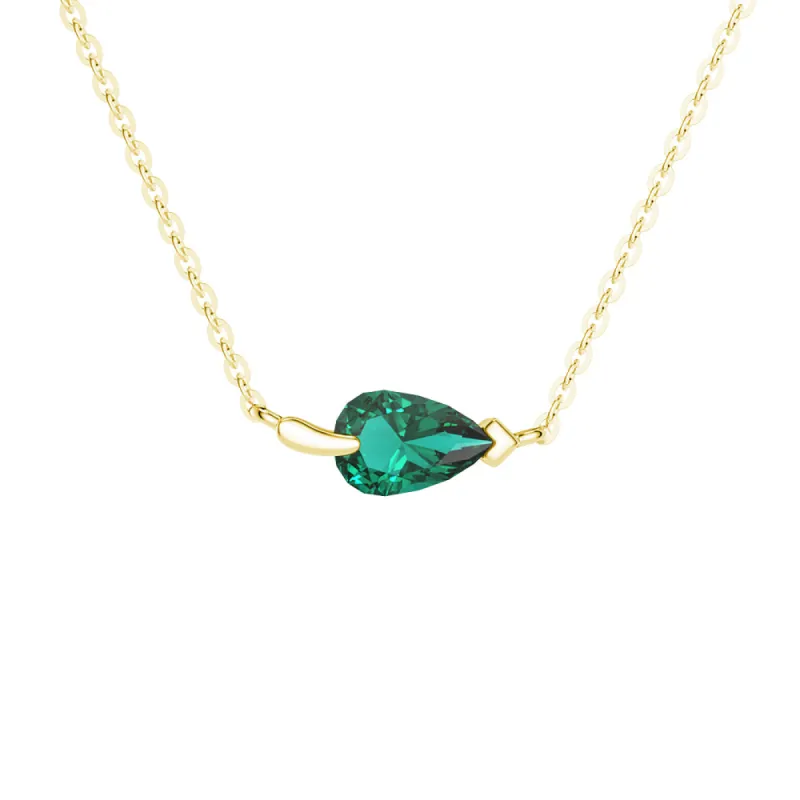 1CT. Pear Lab Grown Emerald Leaf Necklace sold by MSBLUE Jewelry