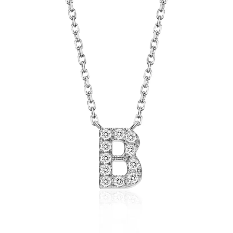 Classic Pavé Initial B Pendant Necklace sold by MSBLUE Jewelry