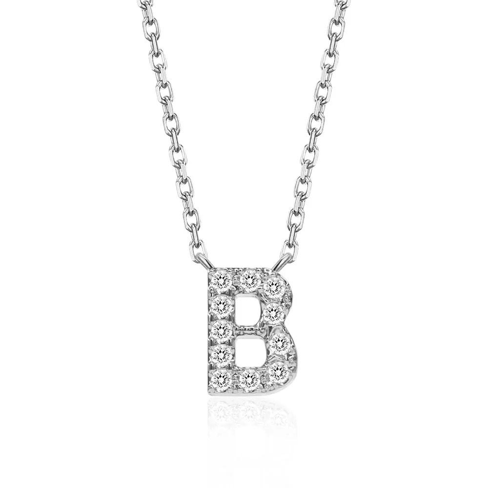 Classic Pavé Initial B Pendant Necklace sold by MSBLUE Jewelry