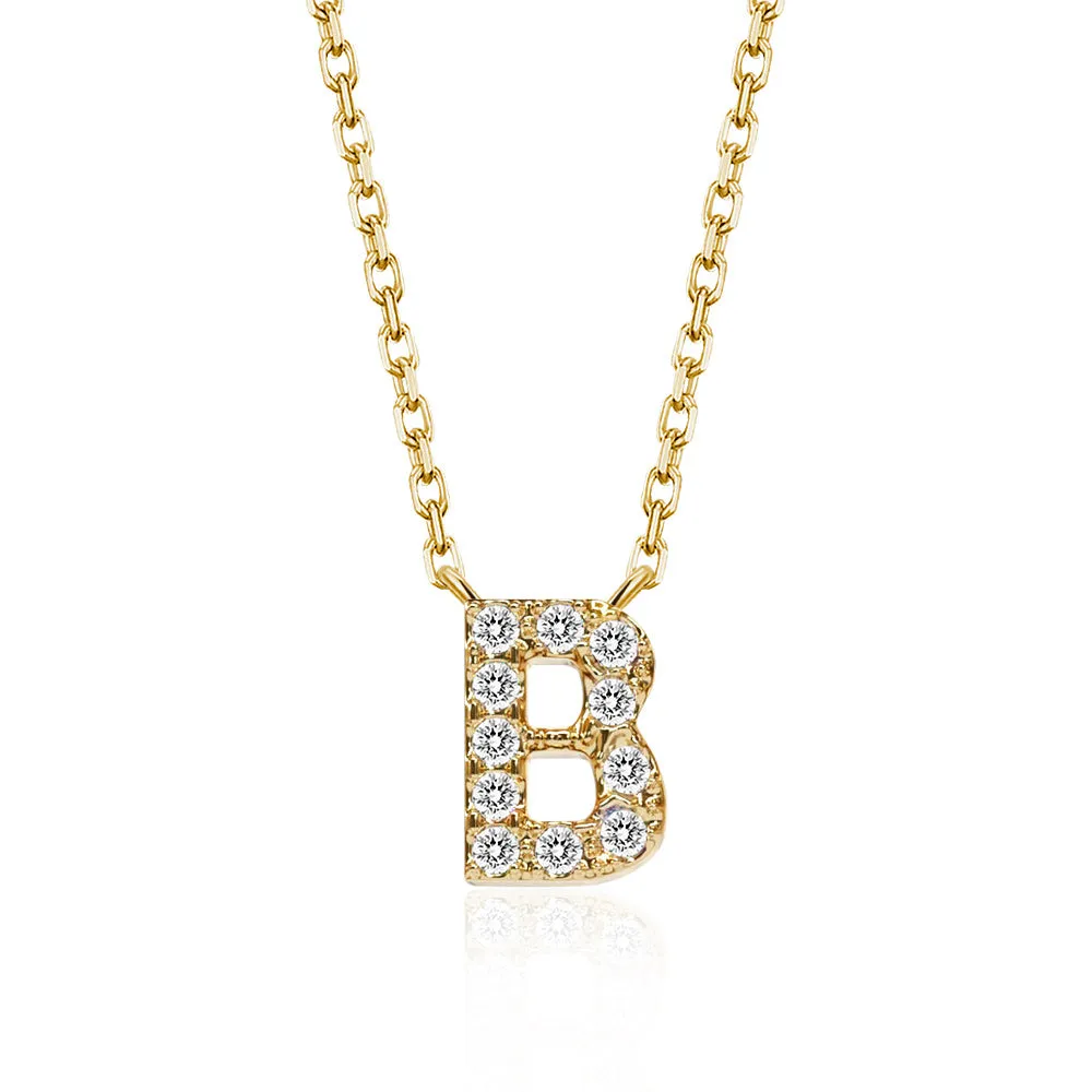 Classic Pavé Initial B Pendant Necklace sold by MSBLUE Jewelry product image thumbnail 2