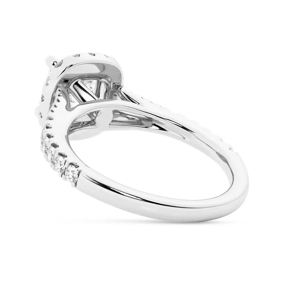 NEW Cushion Cut Split-Shank Moissanite Halo Engagement Ring sold by MSBLUE Jewelry product image thumbnail 5