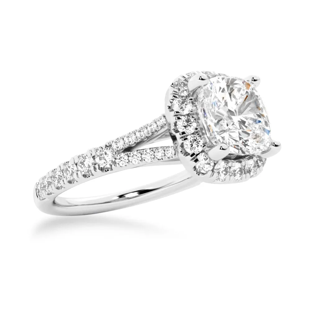 NEW Cushion Cut Split-Shank Moissanite Halo Engagement Ring sold by MSBLUE Jewelry product image thumbnail 4