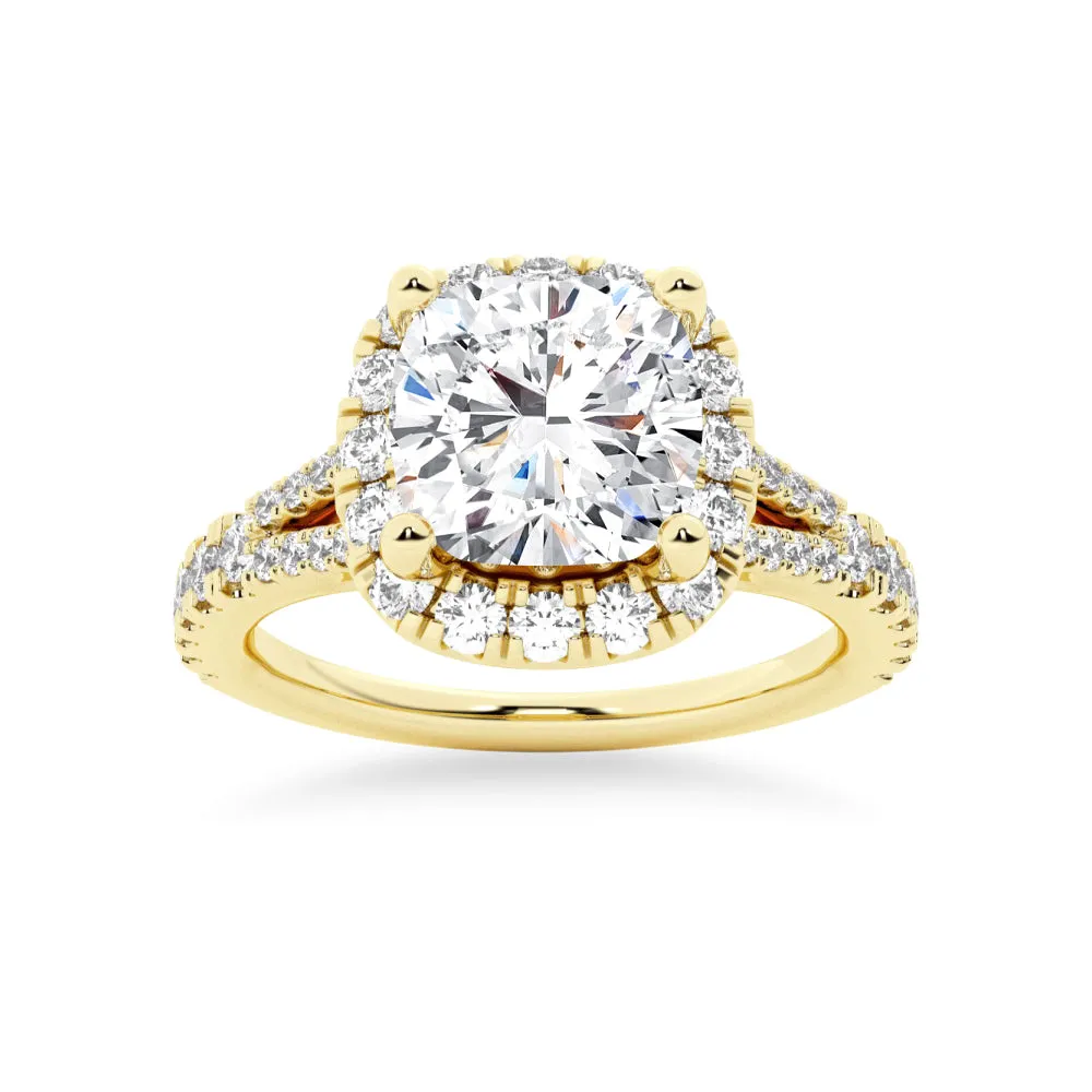 NEW Cushion Cut Split-Shank Moissanite Halo Engagement Ring sold by MSBLUE Jewelry product image thumbnail 2