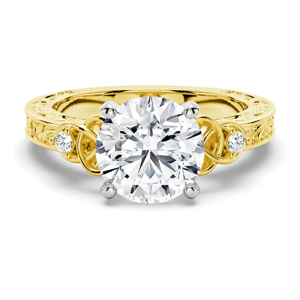 Vintage Celtic Knots Design Round Moissanite Engagement Ring sold by MSBLUE Jewelry product image thumbnail 2