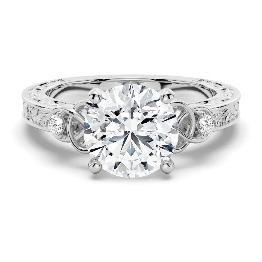 Vintage Celtic Knots Design Round Moissanite Engagement Ring sold by MSBLUE Jewelry