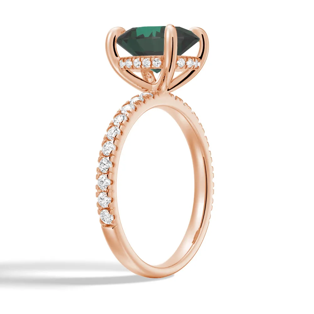 2 CT. Micropavé Oval Green Moissanite Engagement Ring With Hidden Halo in Rose Gold sold by MSBLUE Jewelry product image thumbnail 2