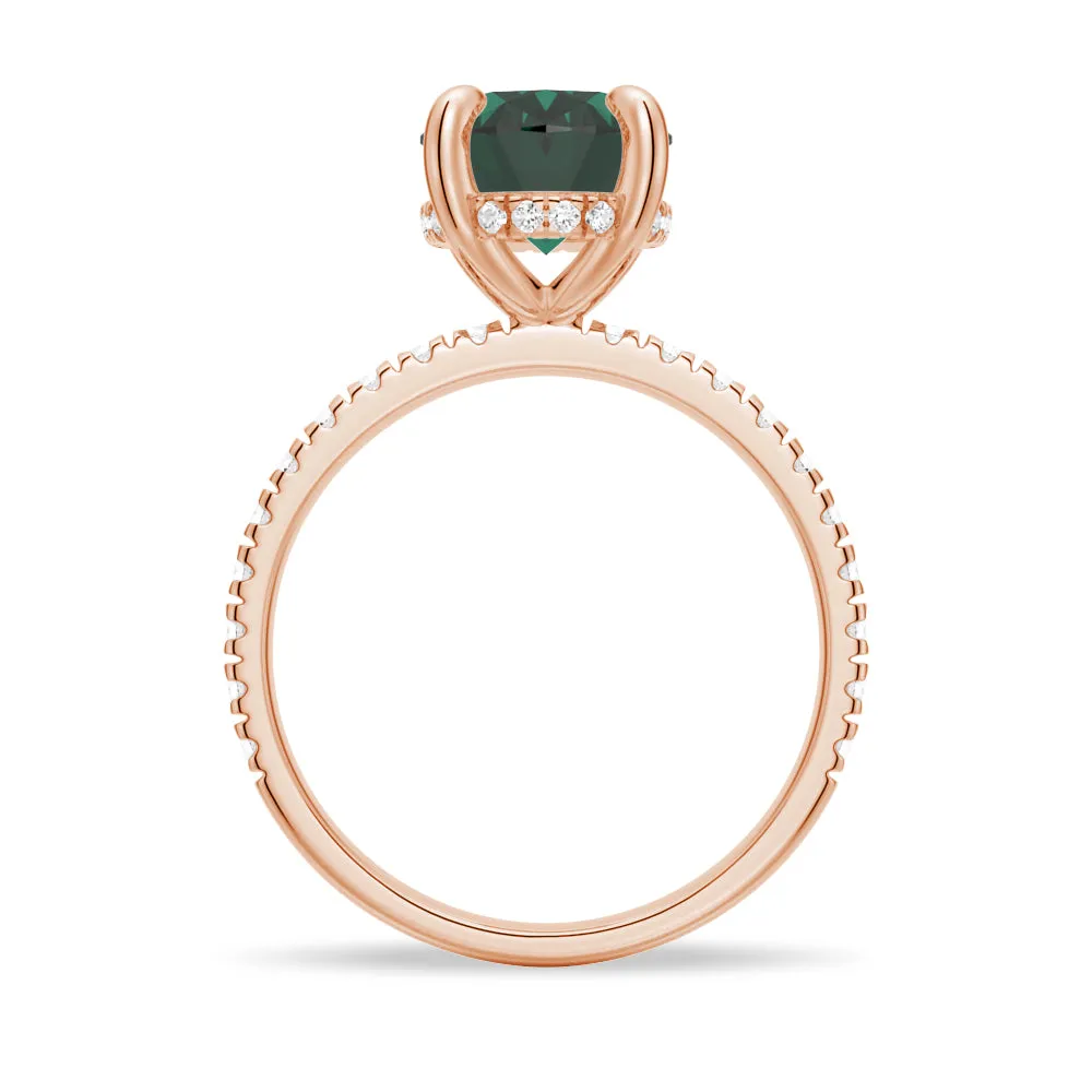2 CT. Micropavé Oval Green Moissanite Engagement Ring With Hidden Halo in Rose Gold sold by MSBLUE Jewelry product image thumbnail 4