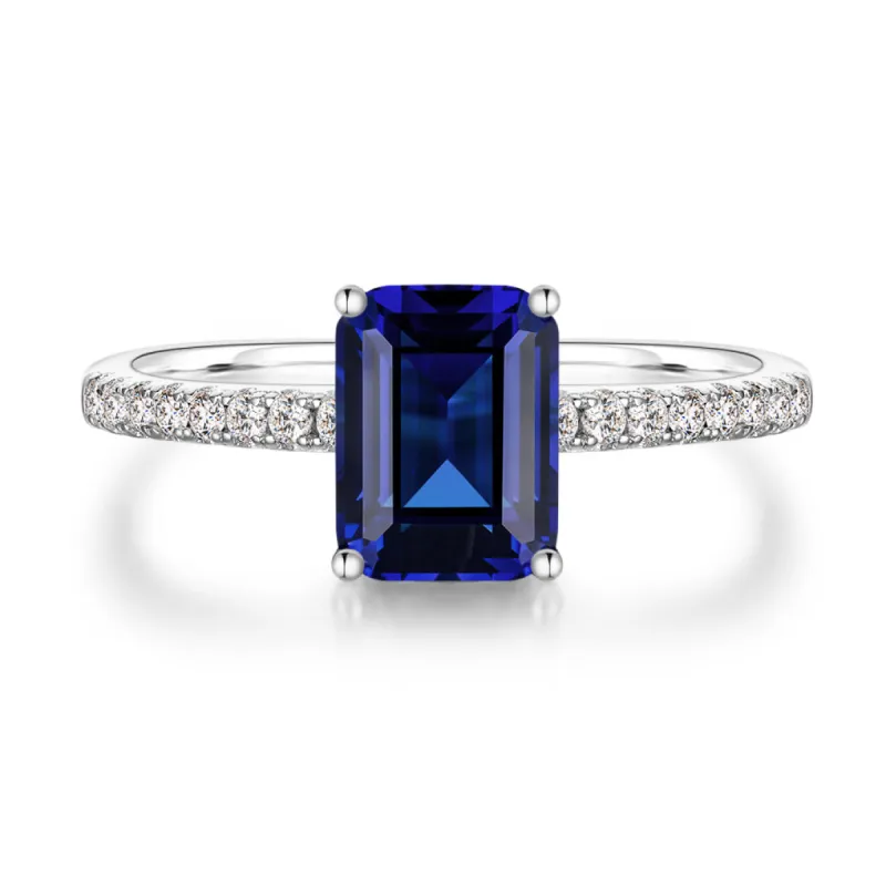 2 CT. Petite Trellis Lab Grown Sapphire Gemstone Ring sold by MSBLUE Jewelry