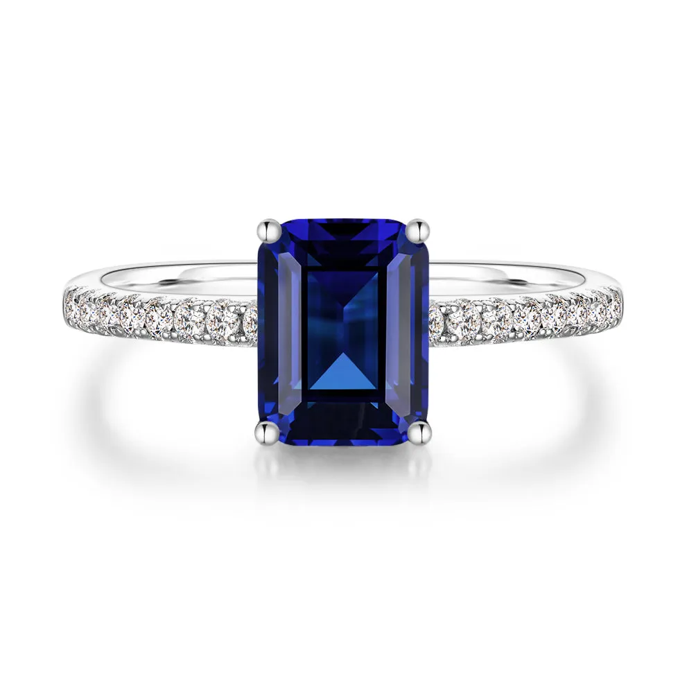 2 CT. Petite Trellis Lab Grown Sapphire Gemstone Ring sold by MSBLUE Jewelry