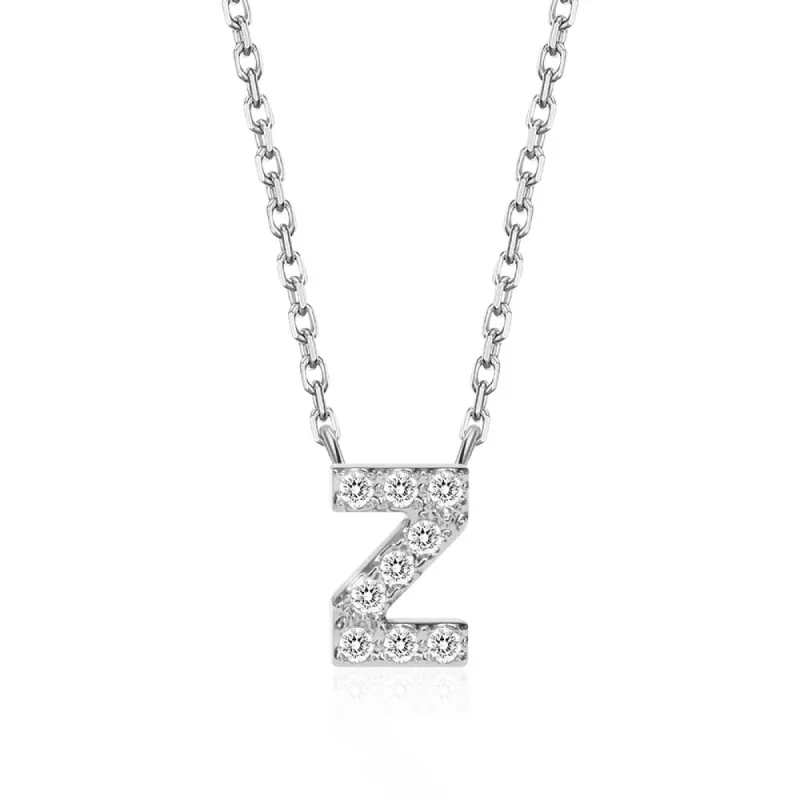 Classic Pavé Initial Z Pendant Necklace sold by MSBLUE Jewelry