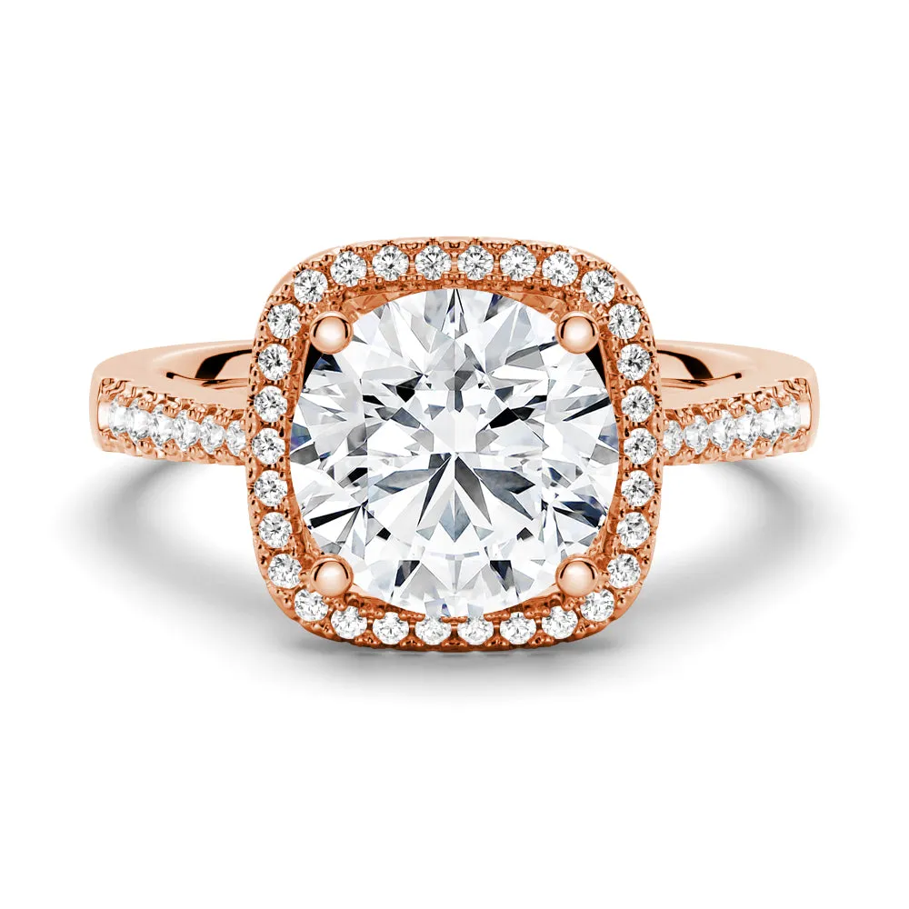 Four Prong Pavé Halo Engagement Ring With Graduated Band sold by MSBLUE Jewelry product image thumbnail 3