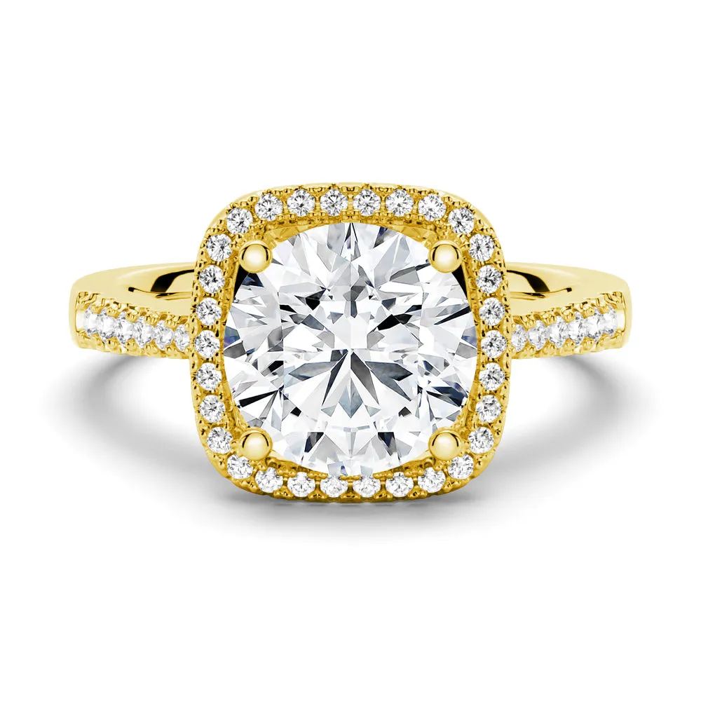 Four Prong Pavé Halo Engagement Ring With Graduated Band sold by MSBLUE Jewelry product image thumbnail 2