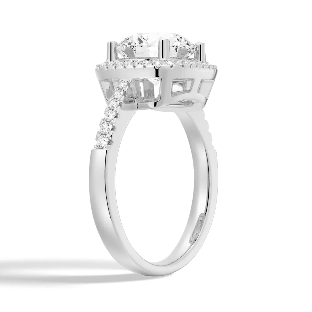 Four Prong Pavé Halo Engagement Ring With Graduated Band sold by MSBLUE Jewelry product image thumbnail 4