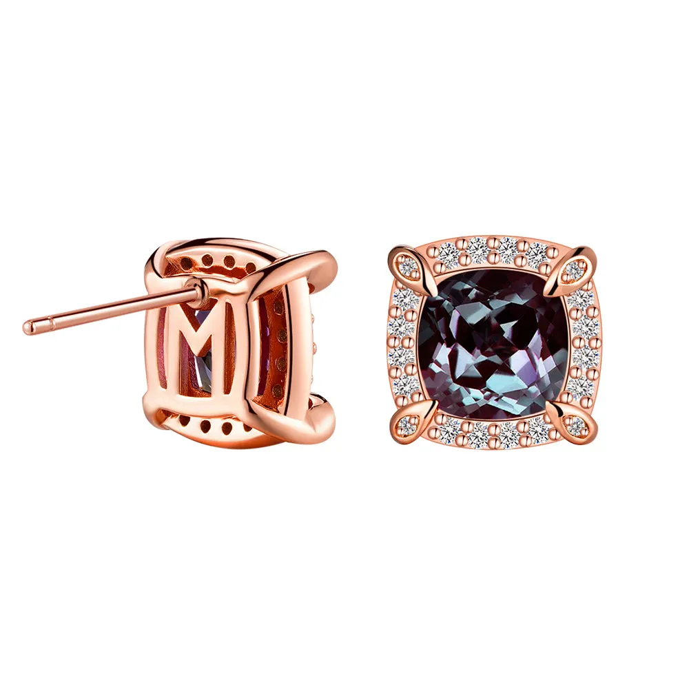 4 Ctw Cushion Cut Alexandrite Moissanite Pave Stud Earrings sold by MSBLUE Jewelry product image thumbnail 4